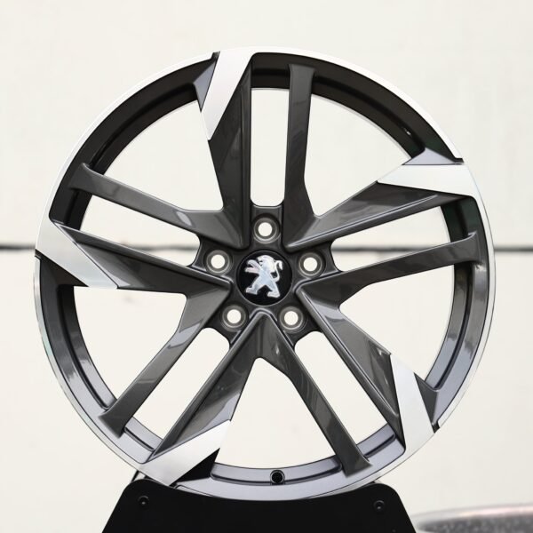 Peugeot 508 wheels – Black / Machined 5 Split-Spoke (Peugeot OEM-Style), front view