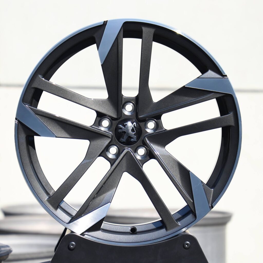Peugeot Style Gloss Black / Gunmetal 5-Spoke Machined Face Forged Wheels - Peugeot 508 / Peugeot 3008 Fitment (5-Lug) Monoblock forged wheel