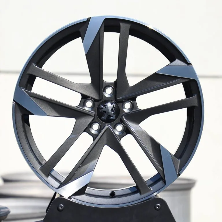 Peugeot 508 wheels – Gloss Black / Gunmetal 5-Spoke Machined Face, front view