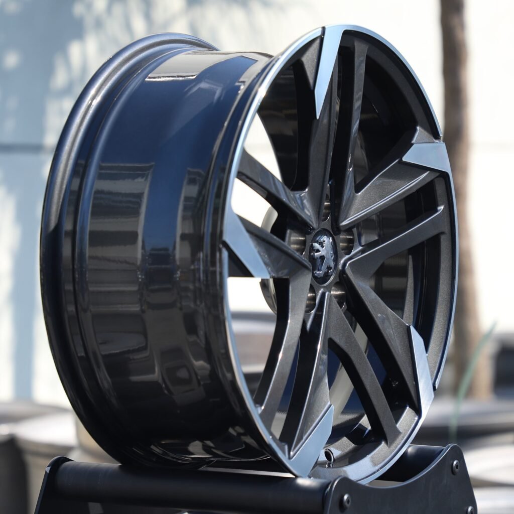 Peugeot Style Gloss Black / Gunmetal 5-Spoke Machined Face Forged Wheels - Peugeot 508 / Peugeot 3008 Fitment (5-Lug) view 4