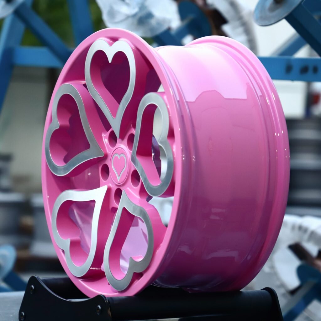 5x130 wheels – Pink Heart Accent Heart-Spoke, side view