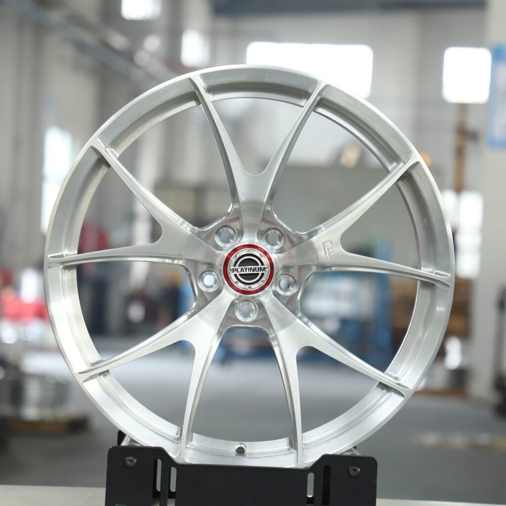 Platinum Brushed Bright Silver 5 Y-Spoke Forged Wheels - Audi A6 / BMW 5 Series Fitment (5-Lug) Monoblock forged wheel