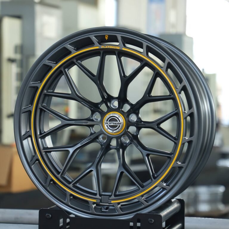 Ford Mustang wheels – Platinum Matte Black Double-Ring Spoke Cut-Out, front view