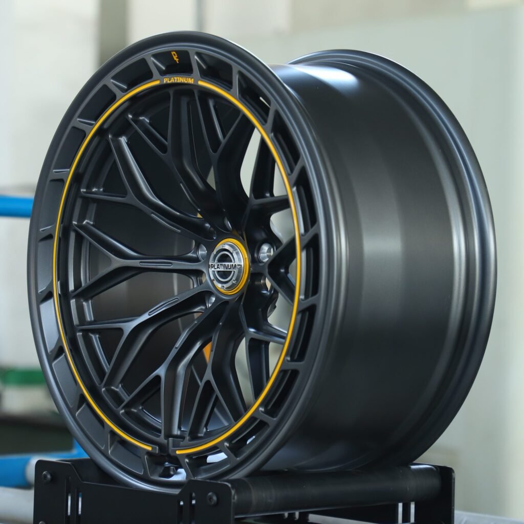 5x114.3 wheels – Platinum Matte Black Double-Ring Spoke Cut-Out, side view