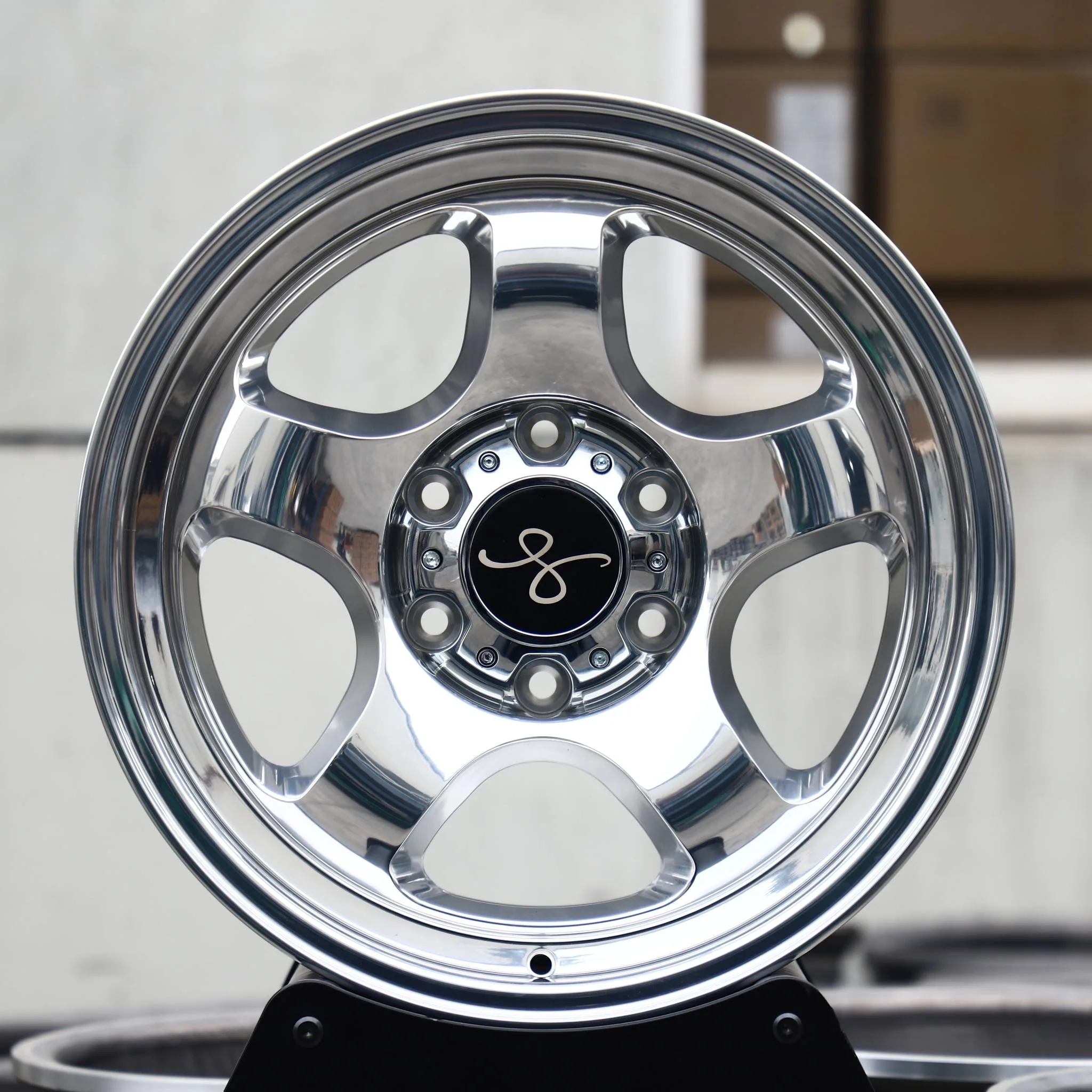Ford F-150 wheels – Polished 5-Spoke Deep Dish, front view