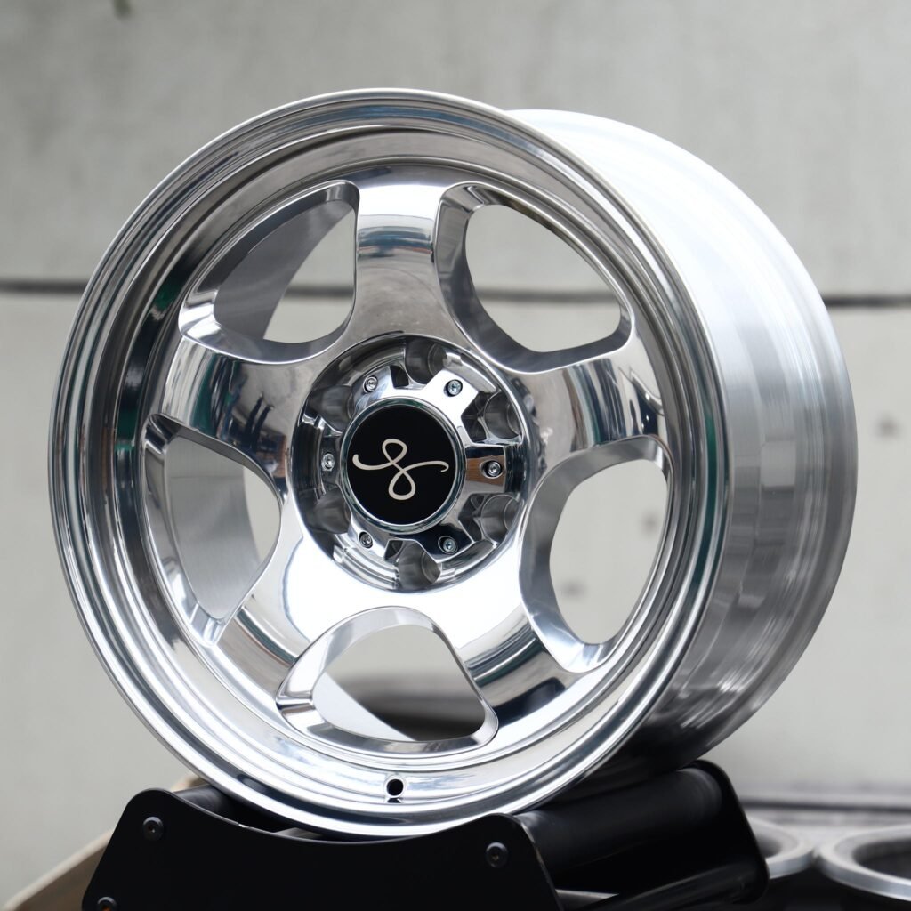Chevrolet Silverado wheels – Polished 5-Spoke Deep Dish, angled view