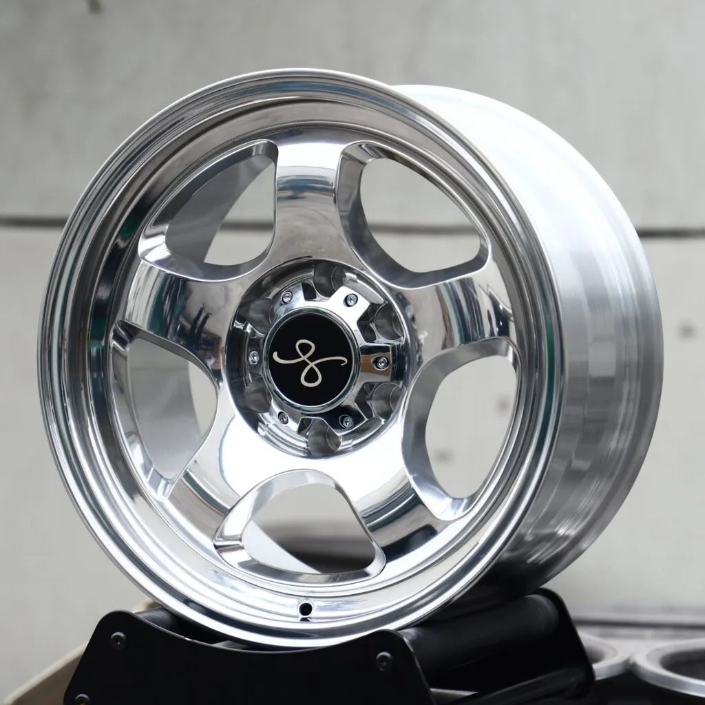 Chevrolet Silverado wheels – Polished 5-Spoke Deep Dish, angled view
