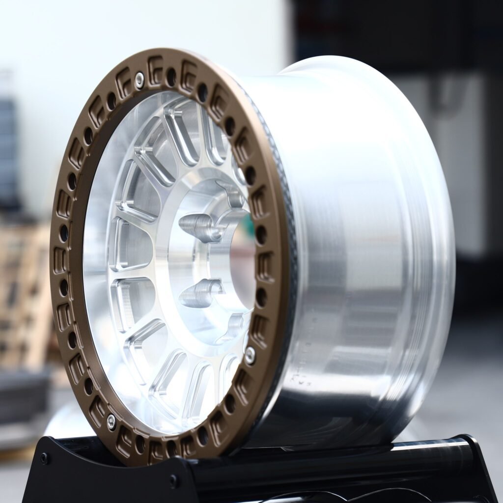 6x135 wheels – Polished / Bronze Multi-Spoke, side view