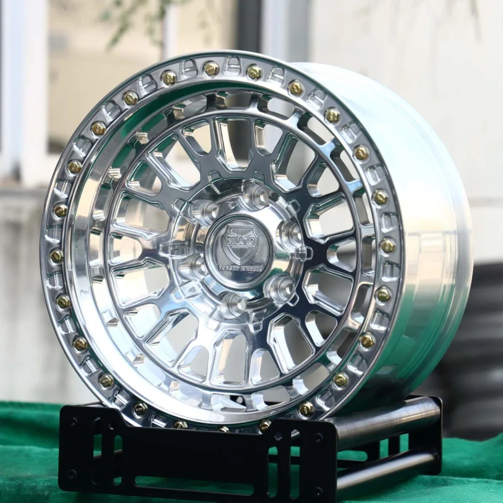 Chevrolet Silverado wheels – Polished Mesh Bolt-Ring, angled view