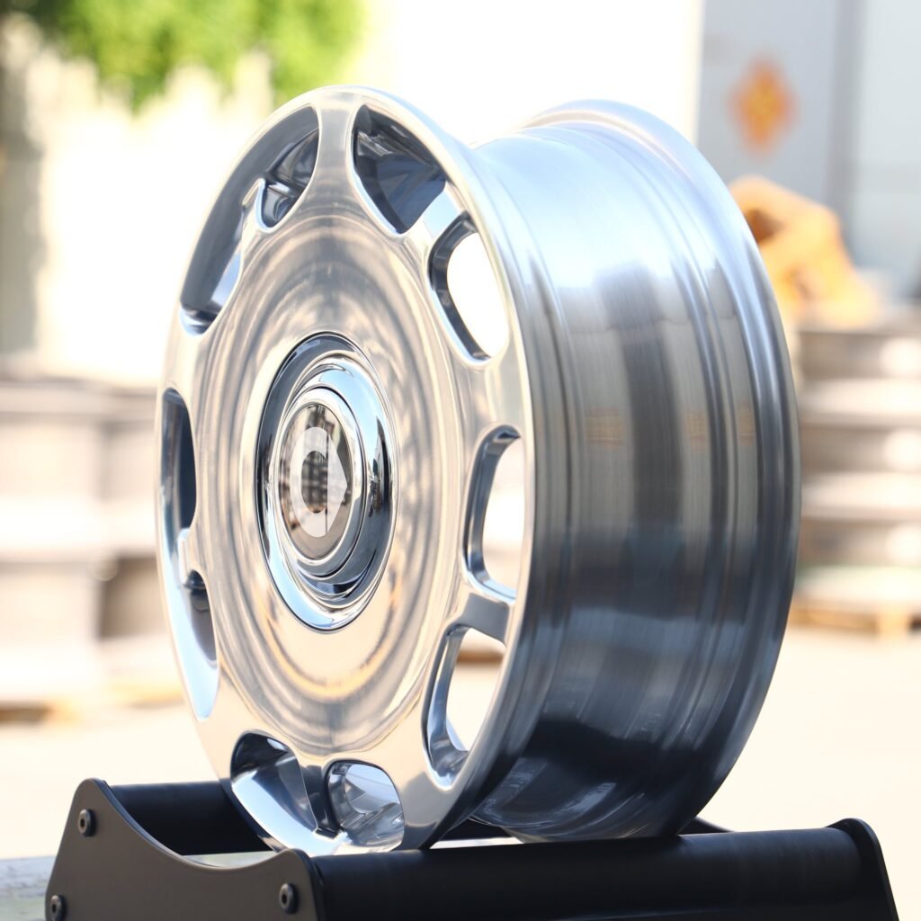 Audi A6 wheels – Polished Silver 5-Spoke Deep Lip 2-Piece, front view