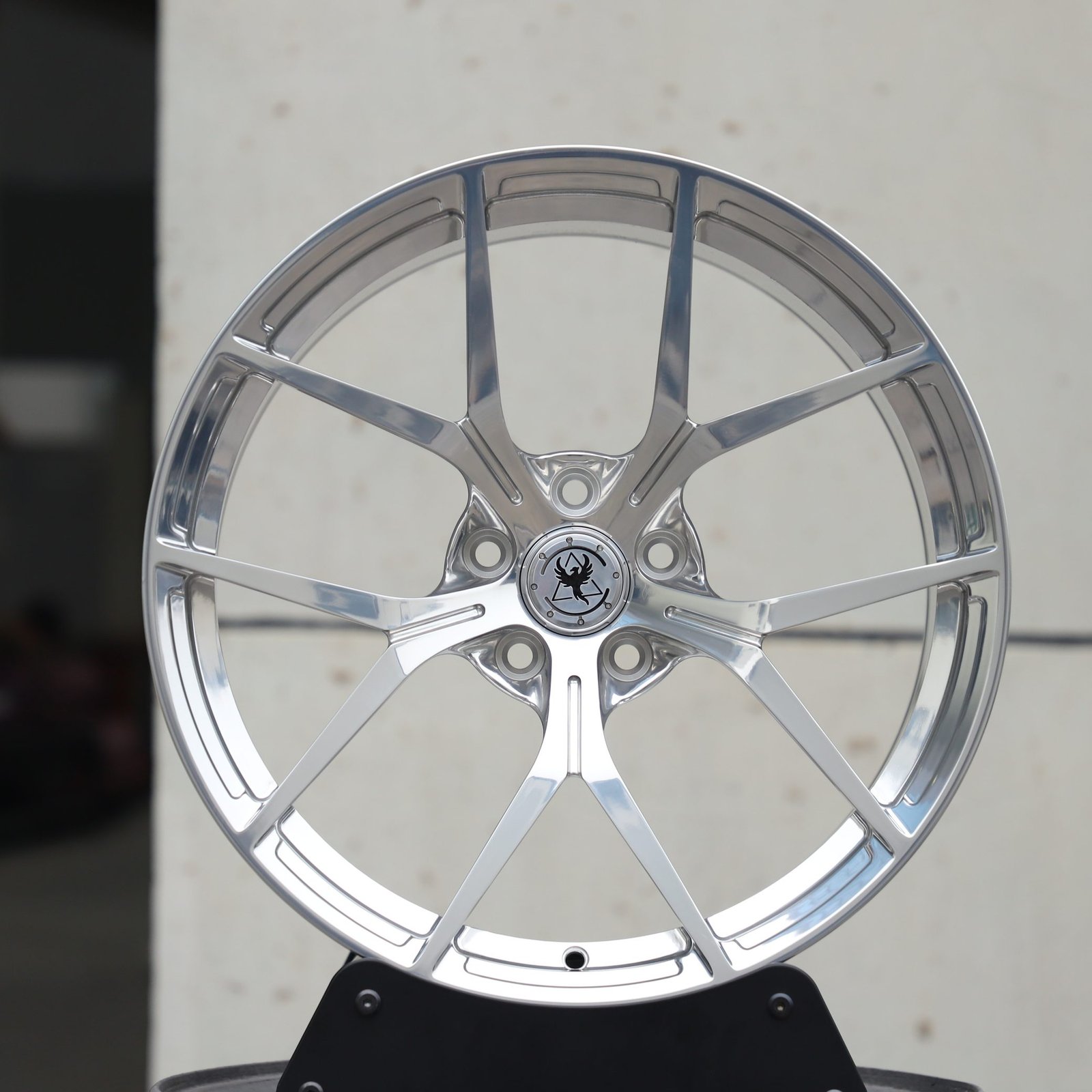 Audi A6 wheels – Polished Silver 5 Y-Spoke, front view
