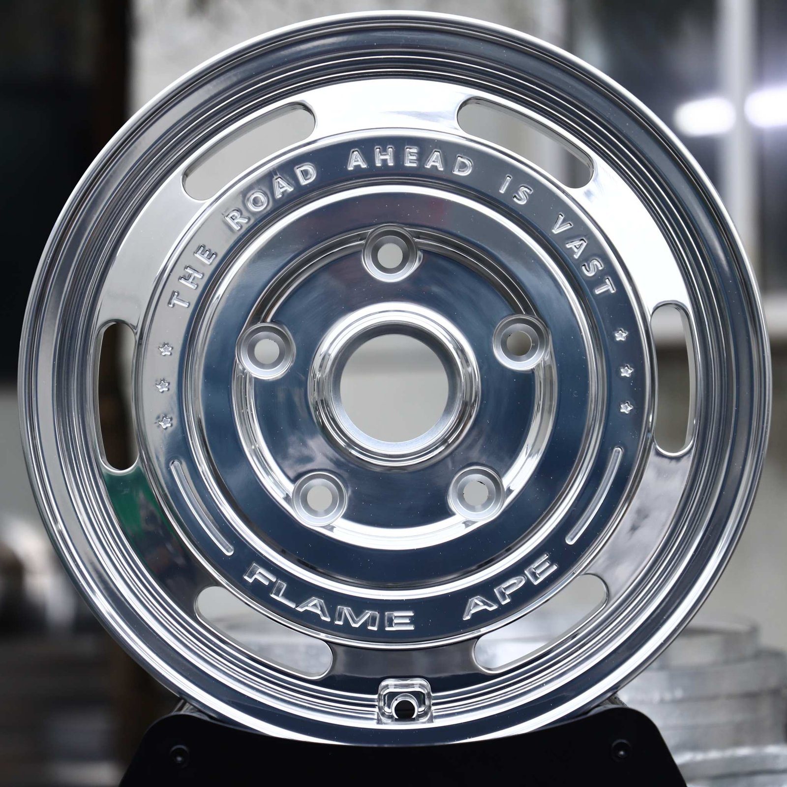 Jeep Wrangler wheels – Polished Steelie-Style Dish (Jeep Wrangler / Land Cruiser Off-Road Forged Wheels – Polished Steelie-Style), front view