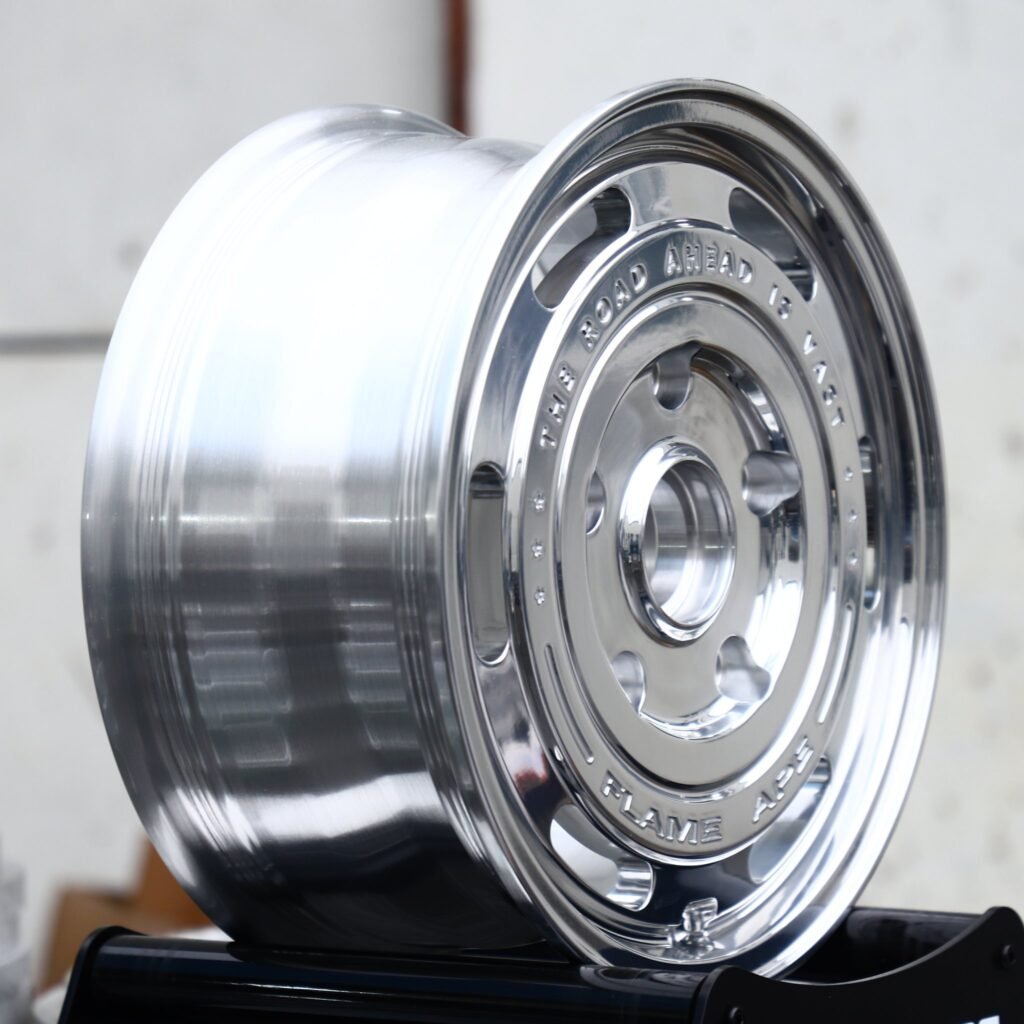 5x127 wheels – Polished Steelie-Style Dish (Jeep Wrangler / Land Cruiser Off-Road Forged Wheels – Polished Steelie-Style), side view