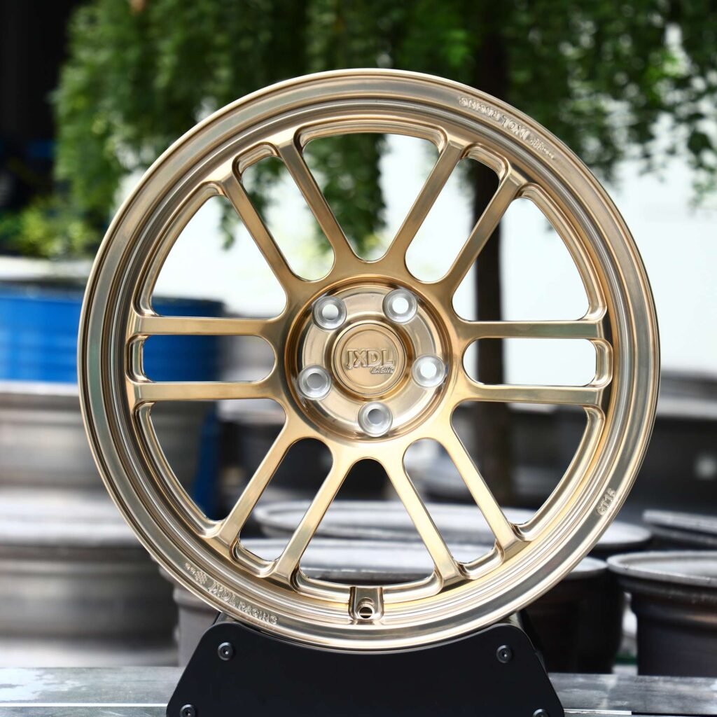 Polished Transparent Gold 5-Spoke Forged Wheels - Audi A6 / BMW 5 Series Fitment (5-Lug) Monoblock forged wheel