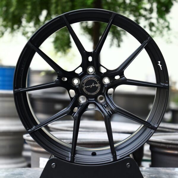 Porsche 911 / Lamborghini Aventador Forged Wheels – Gloss Black 5 Y-Spoke, front view