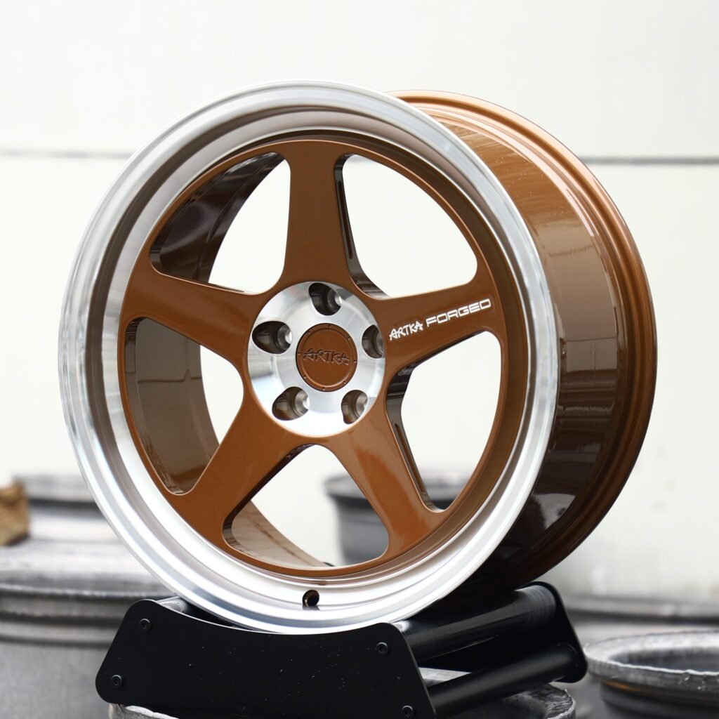 BMW M3 wheels – Bronze 5-Spoke Polished Deep Lip, angled view