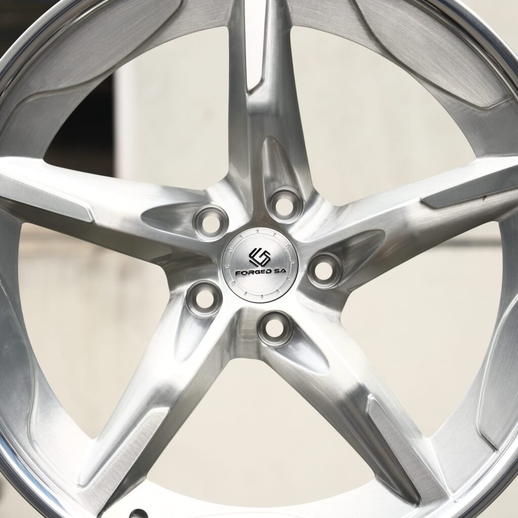 BMW M3 wheels – Brushed Silver Twisted 5-Spoke, angled view