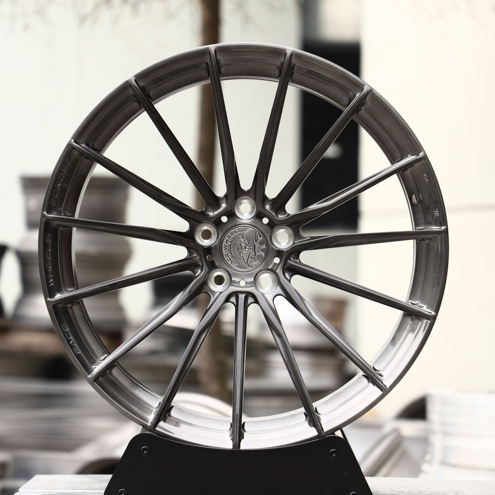 Porsche 911 wheels – Gunmetal Directional 10-Spoke, front view