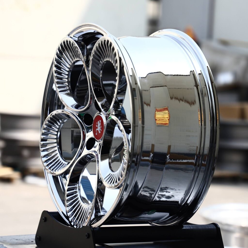 5x130 wheels – Chrome 4-Spoke Petal, side view