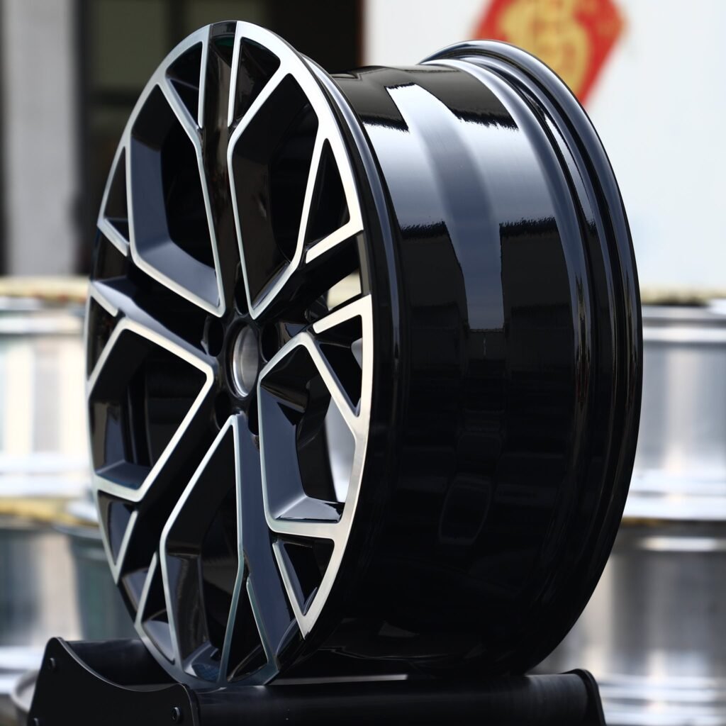 5x130 wheels – Gloss Black Machined Multi-Spoke, side view