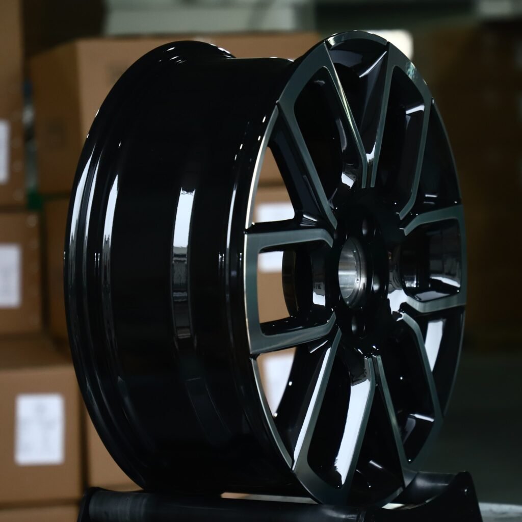 5x130 wheels – Gloss Black Machined Multi-Spoke, side view