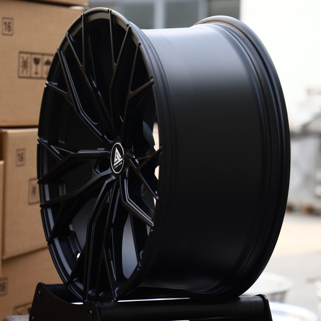 5x130 wheels – Gloss Black Mesh Multi-Spoke, side view