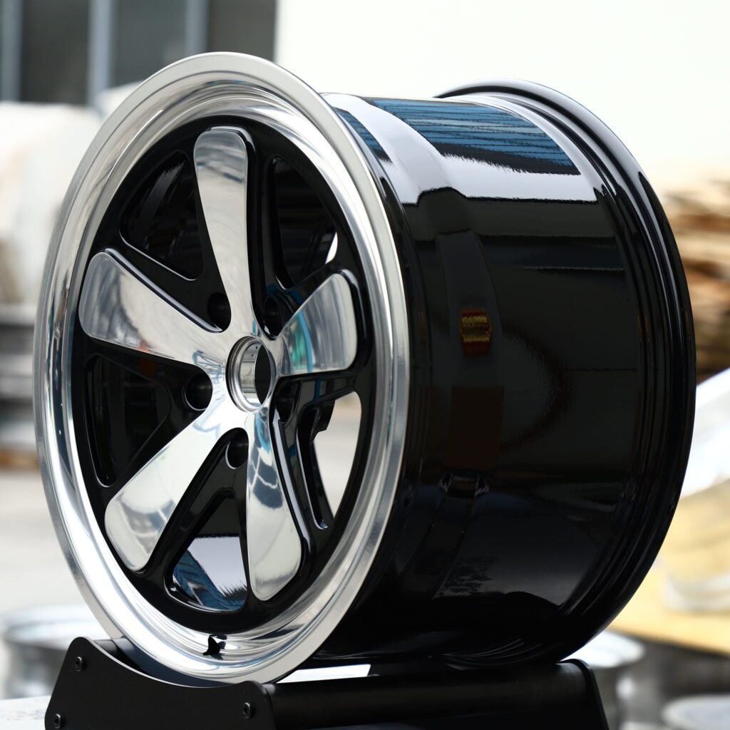 5x130 wheels – Gloss Black / Polished Classic 5-Spoke, side view