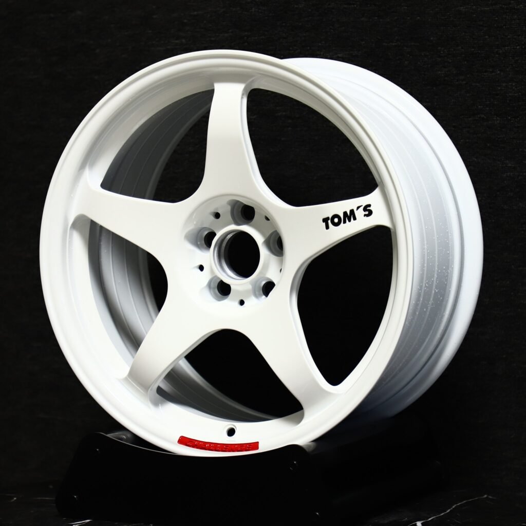BMW M3 wheels – Gloss White 5-Spoke Deep-Concave, angled view