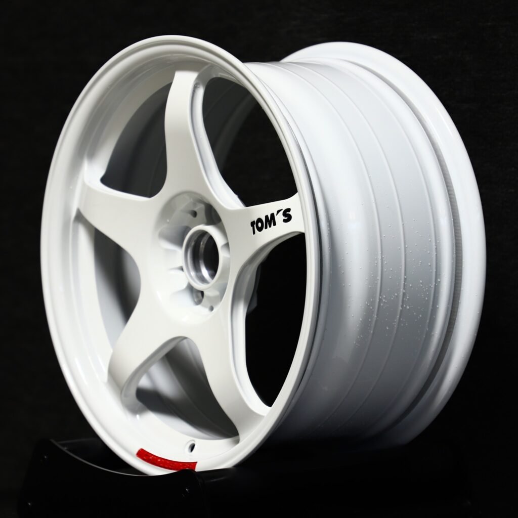 5x130 wheels – Gloss White 5-Spoke Deep-Concave, side view