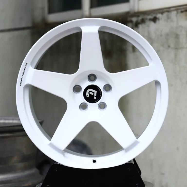 Porsche 911 / M3 Forged Wheels – Gloss White 5-Spoke, front view