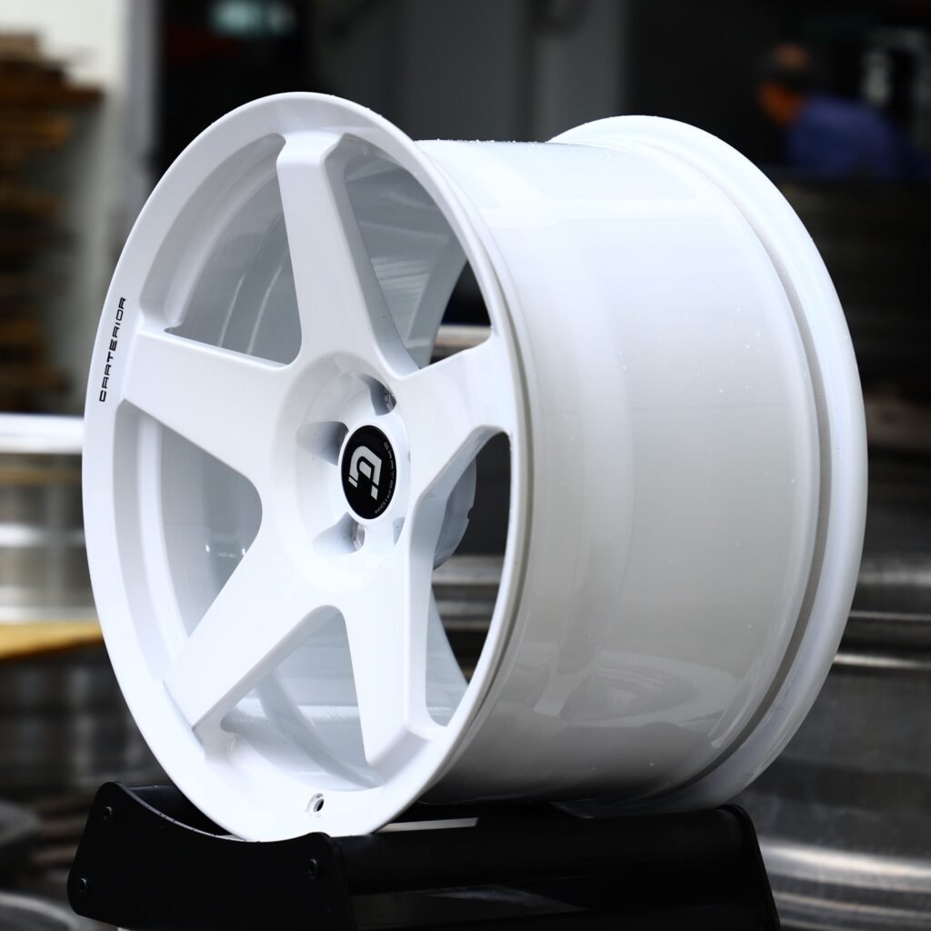 5x130 wheels – Gloss White 5-Spoke, side view