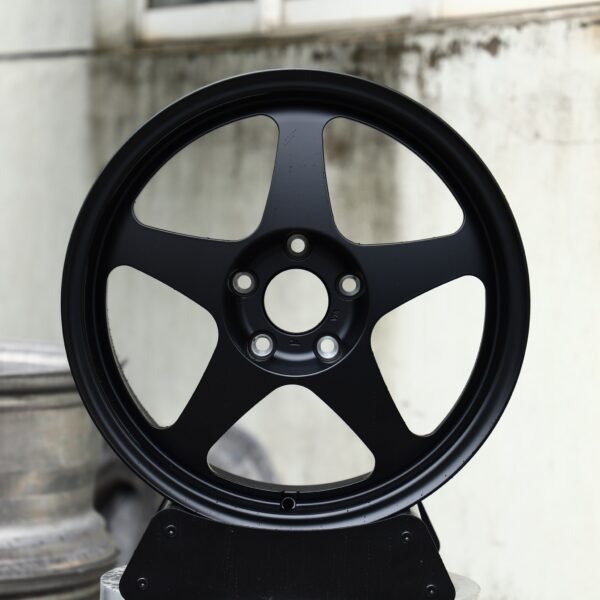 Porsche 911 wheels – Matte Black 5-Spoke, front view