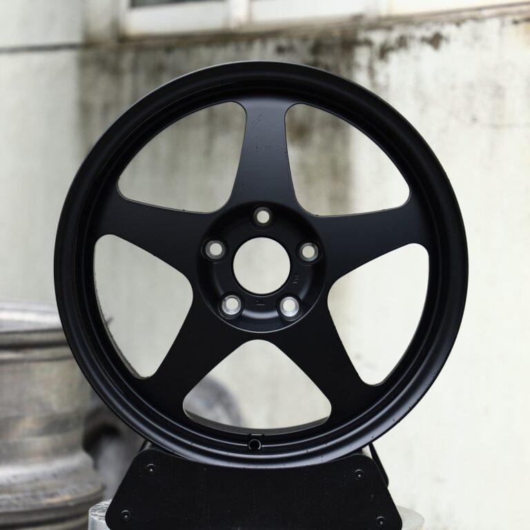 Porsche 911 wheels – Matte Black 5-Spoke, front view