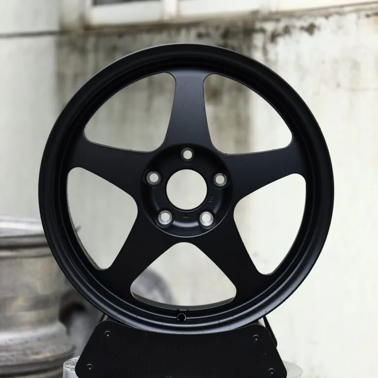 Porsche 911 / M3 Forged Wheels – Matte Black 5-Spoke, front view
