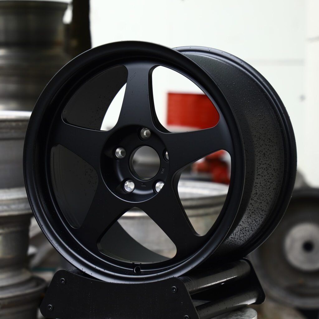 BMW M3 wheels – Matte Black 5-Spoke, angled view
