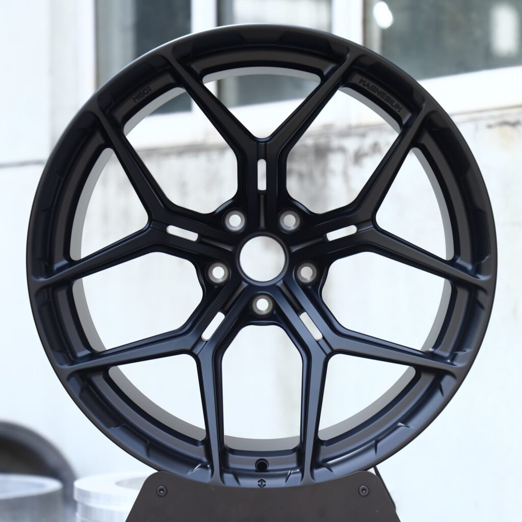 Porsche 911 wheels – Matte Black 5 Y-Spoke, front view