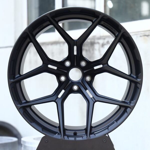 Porsche 911 wheels – Matte Black 5 Y-Spoke, front view