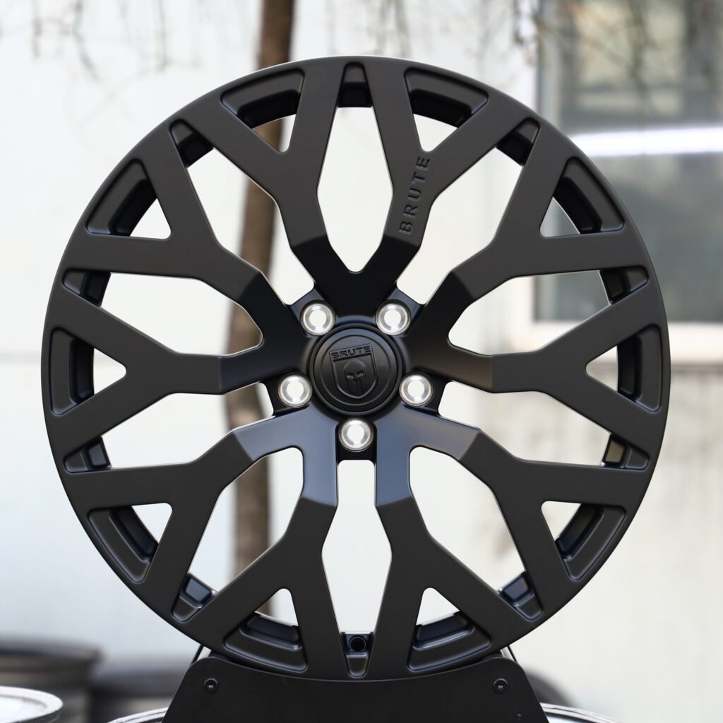 Porsche 911 wheels – Matte Black Snowflake Multi-Spoke, front view