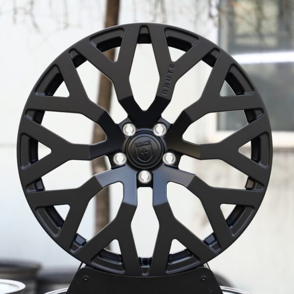 Porsche 911 wheels – Matte Black Snowflake Multi-Spoke, front view