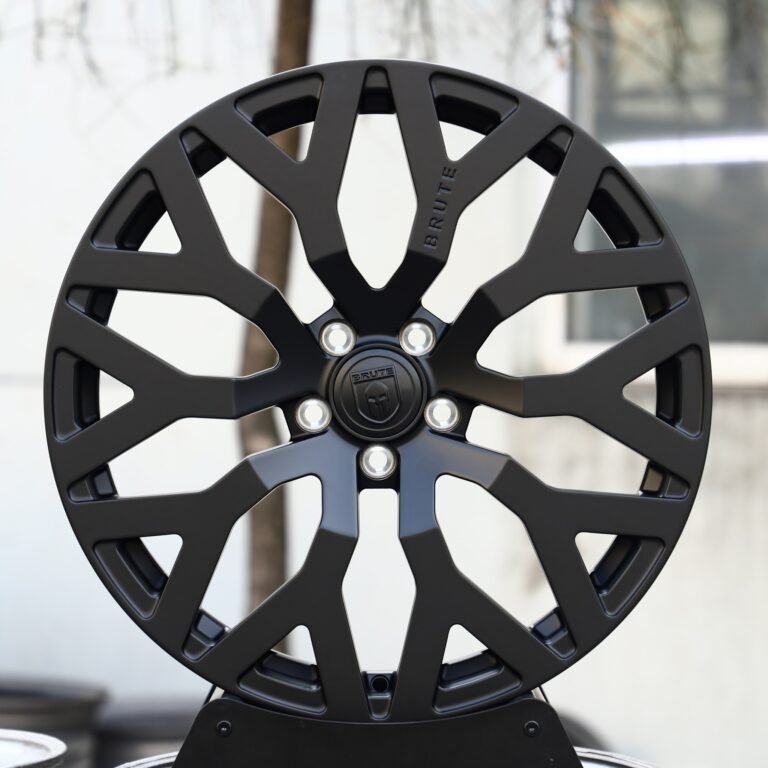 Porsche 911 wheels – Matte Black Snowflake Multi-Spoke, front view
