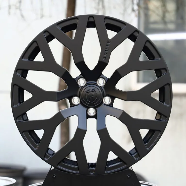 Porsche 911 / M3 Forged Wheels – Matte Black Snowflake Multi-Spoke, front view