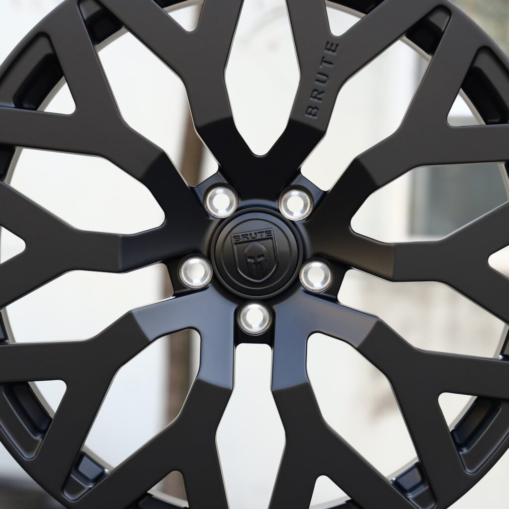 BMW M3 wheels – Matte Black Snowflake Multi-Spoke, angled view