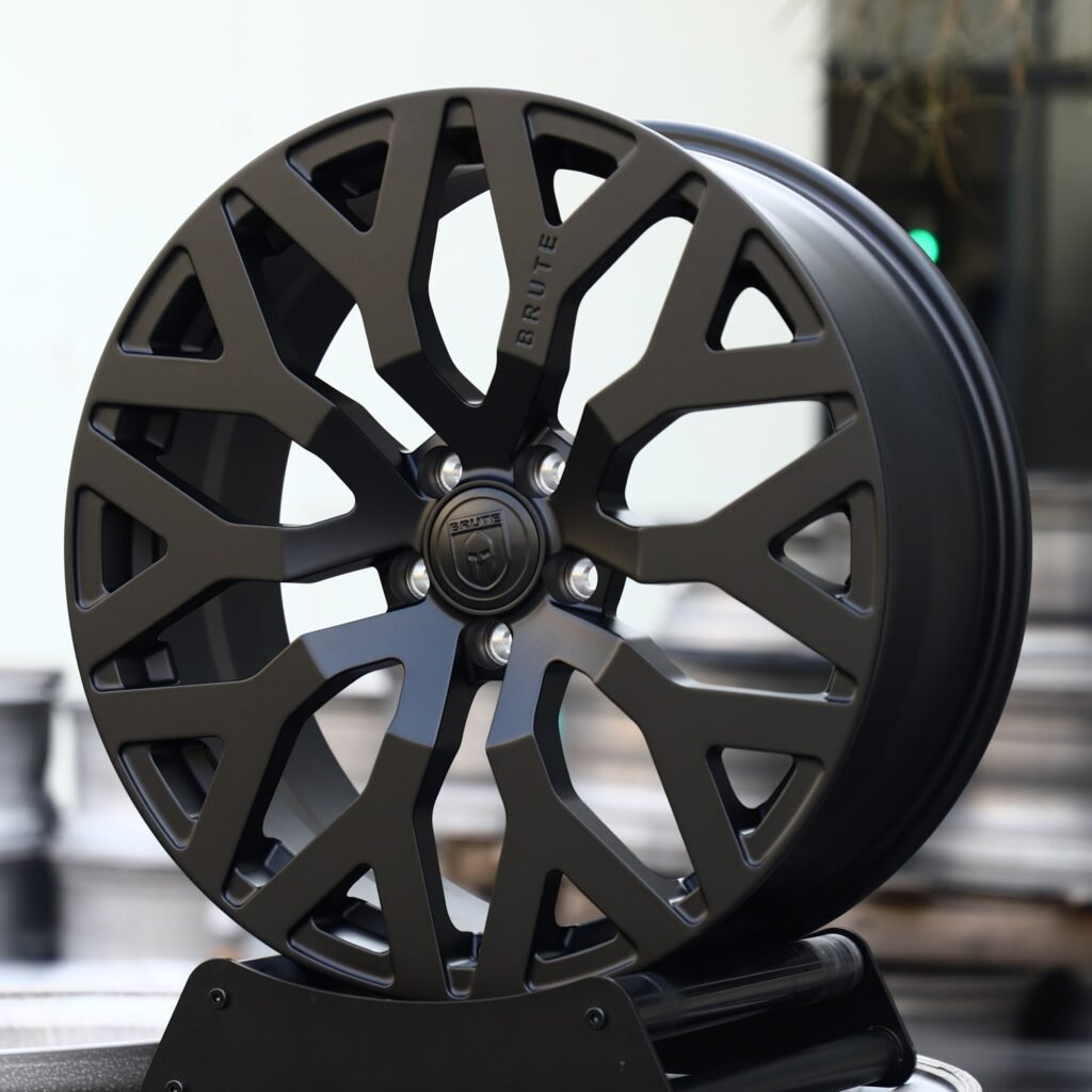 5x130 wheels – Matte Black Snowflake Multi-Spoke, side view