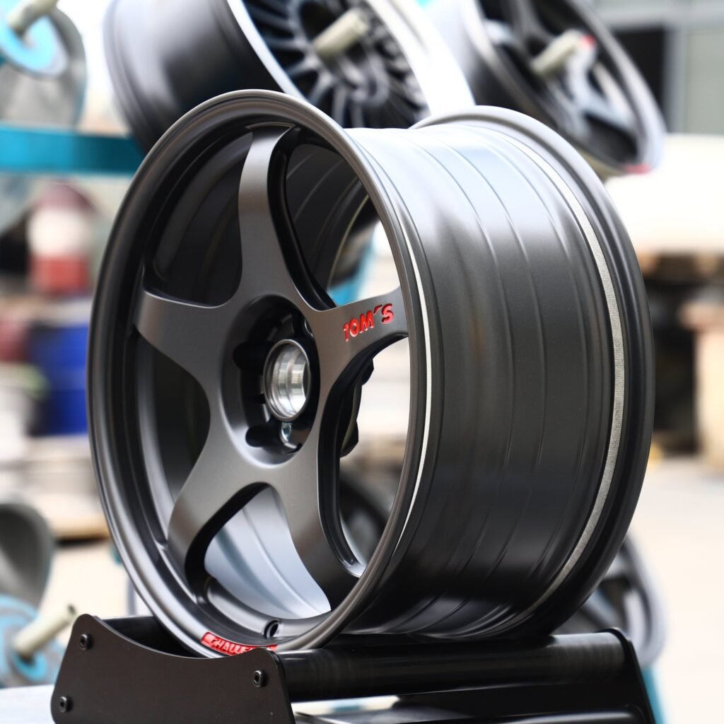 5x130 wheels – Matte Gunmetal 5-Spoke, side view