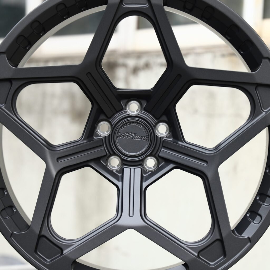 BMW M3 wheels – Matte Gunmetal Petal 5-Spoke, angled view