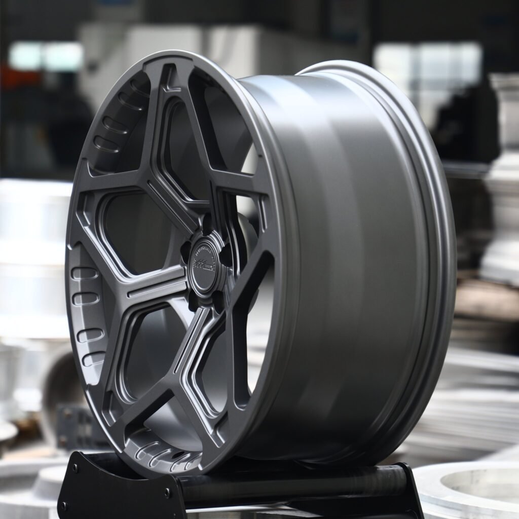 BMW M4 F82 wheels – Matte Gunmetal Petal 5-Spoke, lip and barrel detail