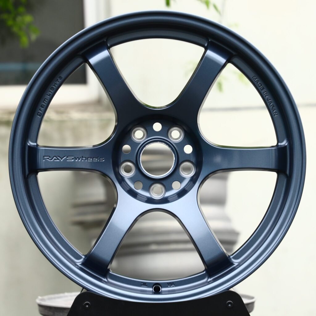Porsche 911 wheels – Matte Navy Blue 6-Spoke, front view
