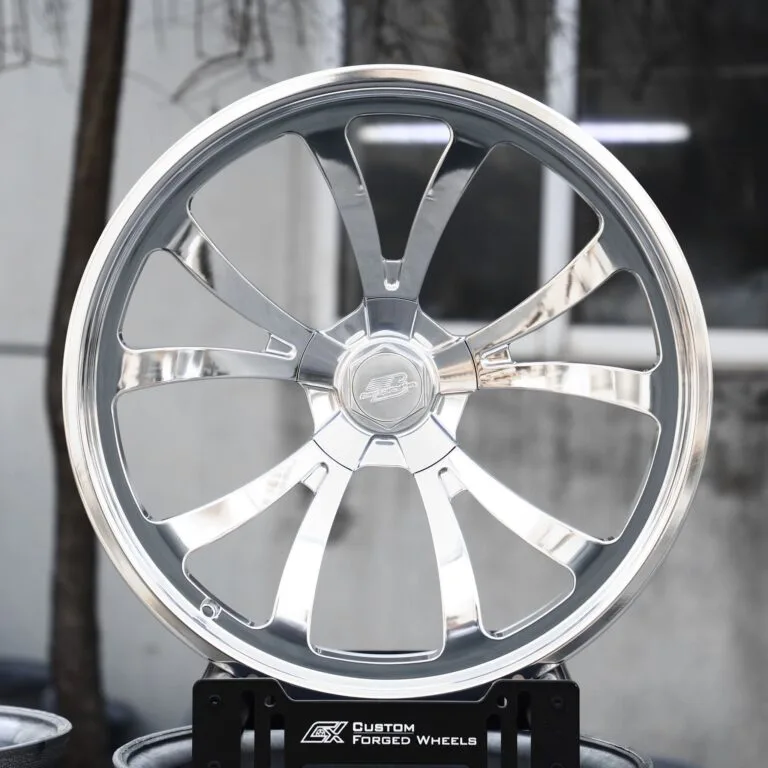 Porsche 911 / M3 Forged Wheels – Mirror Polished Split 5-Spoke, front view