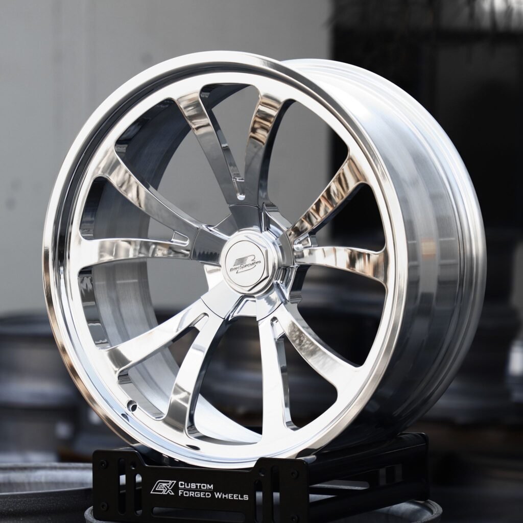 BMW M3 wheels – Mirror Polished Split 5-Spoke, angled view