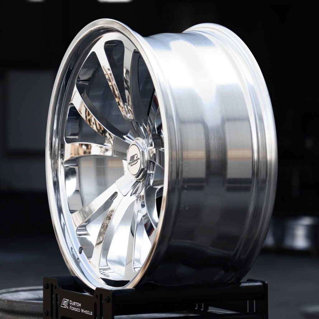 5x130 wheels – Mirror Polished Split 5-Spoke, side view